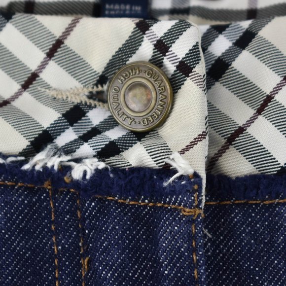 BURBERRY: Blue, Denim & "Nova Check" A-Line Skirt - Picture 2 of 8